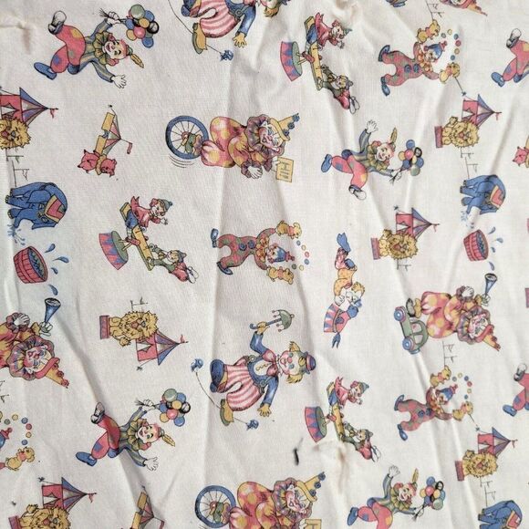 Vintage 60s Clown Circus Blanket Crib Child's Size White Green Satin Edge - Picture 7 of 7